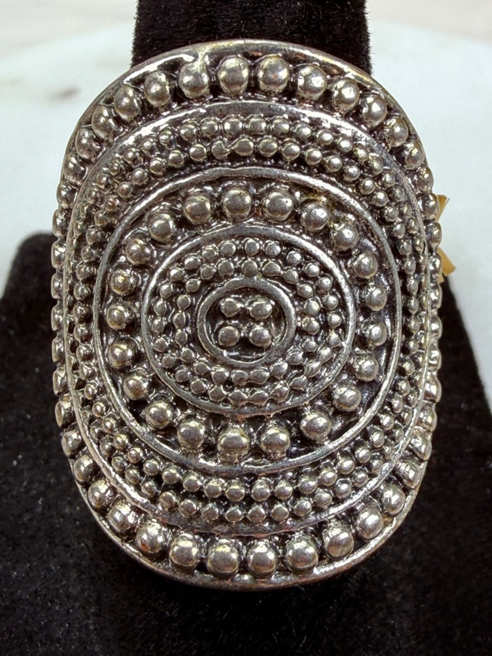 Bohemian chic Silvertone size 7 adjustable ring